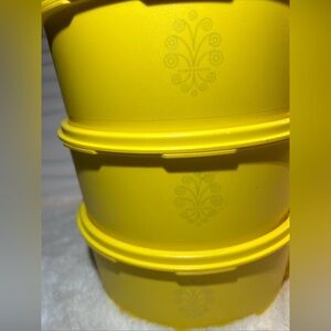 Vintage Tupperware Yellow Harvest Gold #1204 Canister & #1205 Lid Total 6 piece